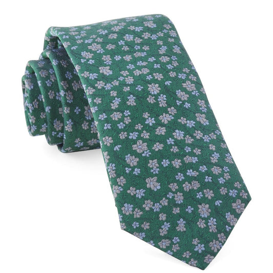 Aura Stuff Green Floral Slim Men's Necktie