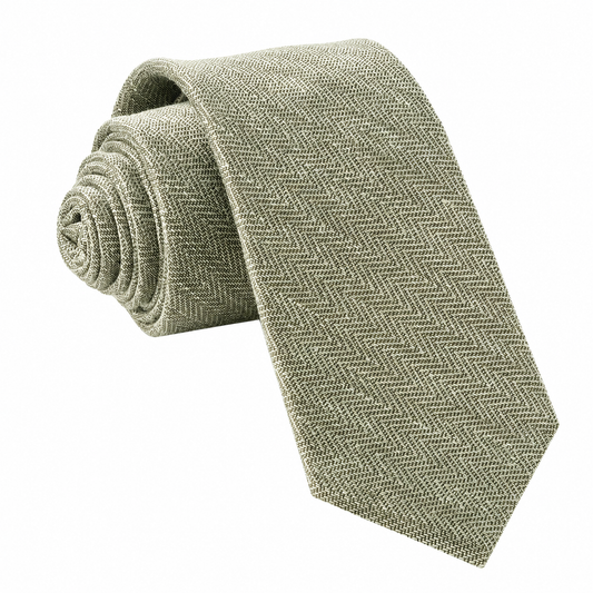 Aura Stuff Sage Green Herringbone Slim Men's Necktie
