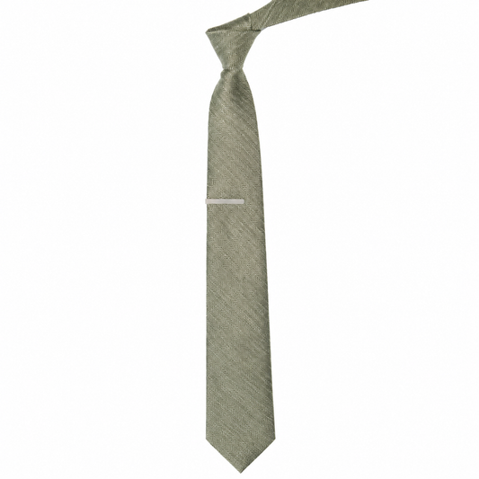 Aura Stuff Sage Green Herringbone Slim Men's Necktie
