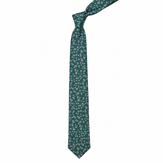 Aura Stuff Green Floral Slim Men's Necktie