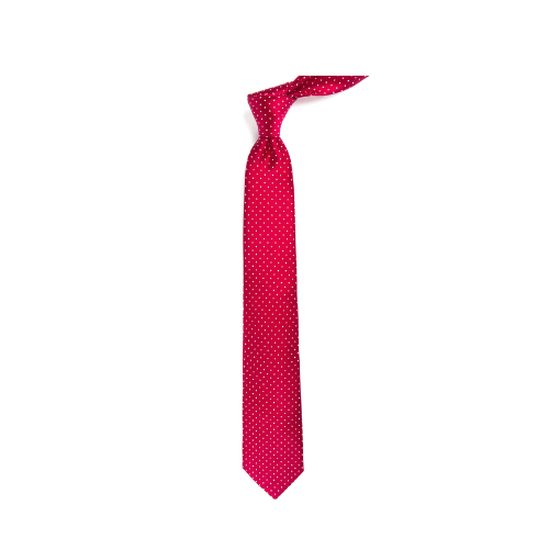 Aura Stuff Crimson Red Dotted Men's Necktie