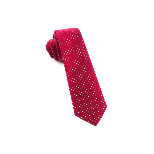 Aura Stuff Crimson Red Dotted Men's Necktie