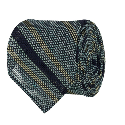 Aura Stuff Navy Blue Striped Knit Tie for Men